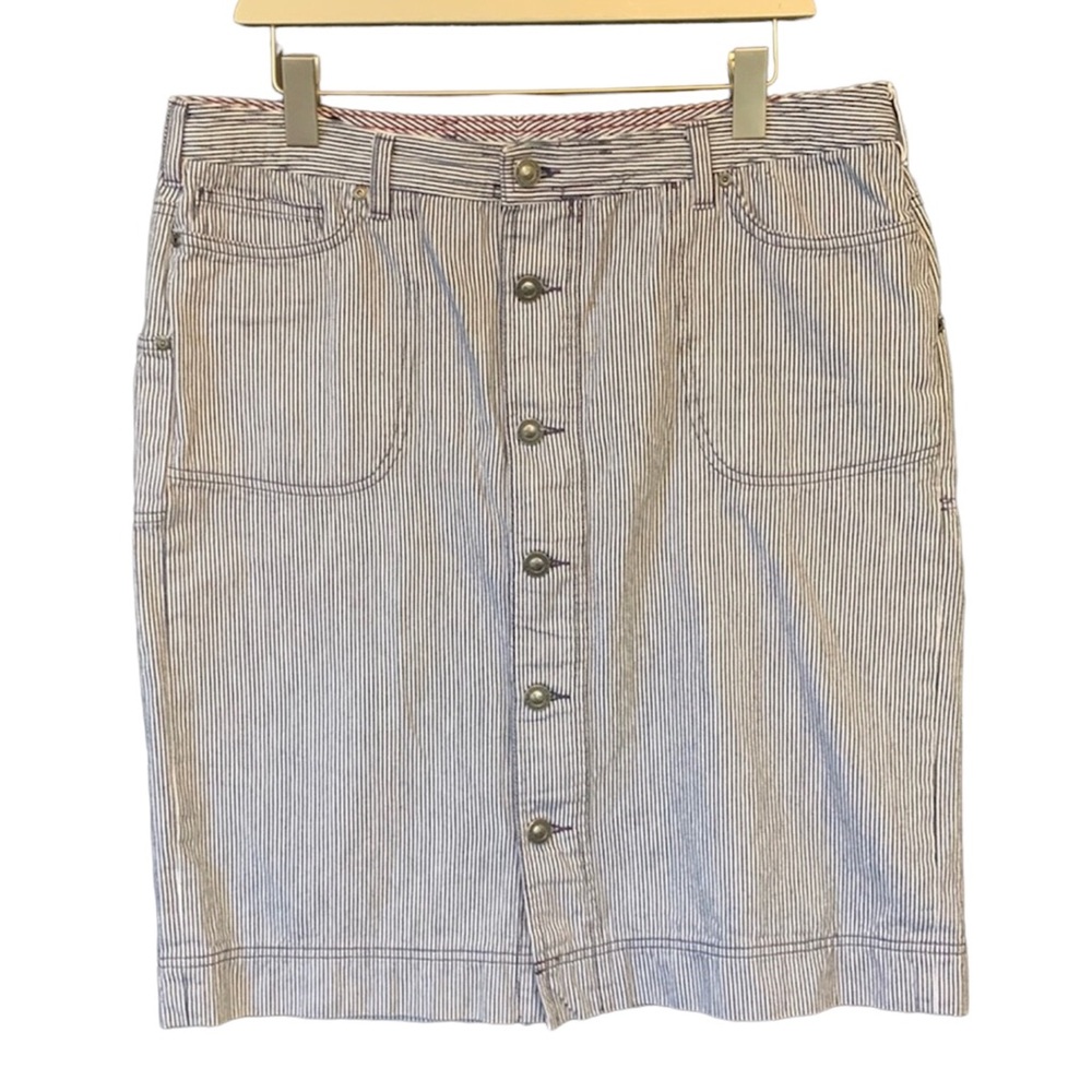 Patagonia Railroad Stripe Organic Cotton Button Down Front Skirt